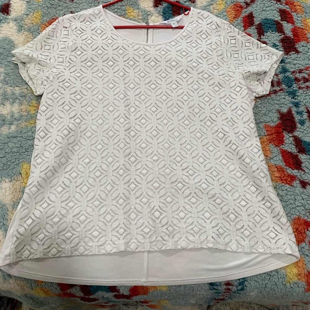 Market Sprue White Lace Top with back zip detail